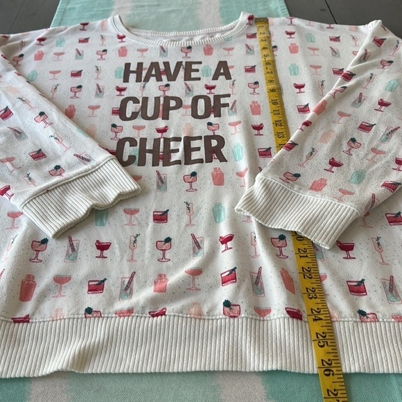 Lauren Conrad Intimates Drink Print Have A Cup Of Cheer Lightweight Sweatshirt‎ - Picture 7 of 7